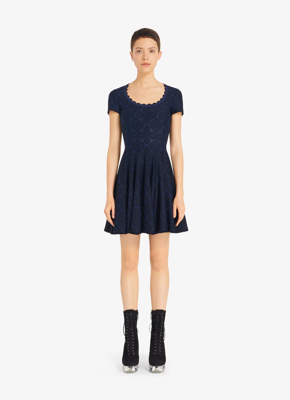 Lingerie Skater dress ALAÏA MARINE/BLACK LINGERIE SKATER DRESS